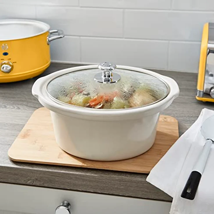 Swan SF17021 Retro Slow Cooker, Schongarer, 200W, 3,5L, 3 Programme, Keramik, oval, gelb – Bild 7