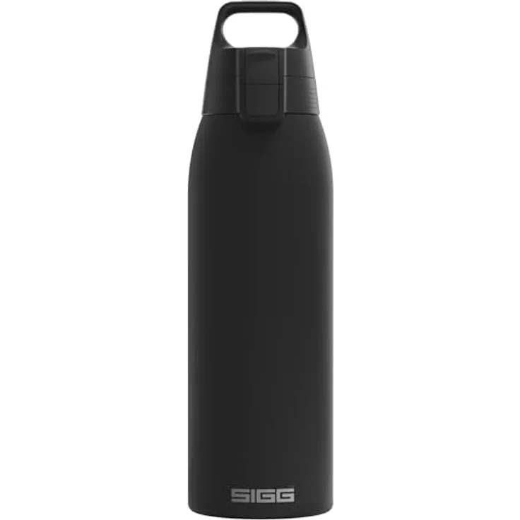 SIGG Shield Therm One, Isolierte Trinkflasche für kohlensäurehaltige Getränke, Auslaufsicher, Spülmaschinenfest, BPA-frei, 90% recycelter Edelstahl, Schwarz, 1L – Bild 1
