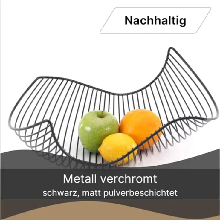 DESIGN DELIGHTS OBSTKORB SALOMON | 37x27x15cm (LxBxH), Metall schwarz matt | geschwungene Obstschale, Brotkorb, Brötchenkorb – Bild 3