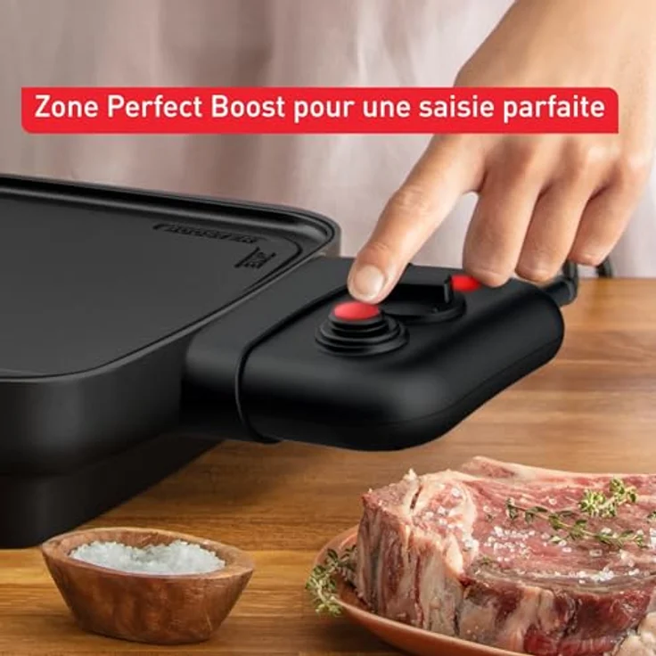 Tefal Plancha Booster Tischgrill CB6428, 2200 W, extra große Grillfläche, Boost-Zone, 6 Temperaturstufen, schwarz – Bild 3