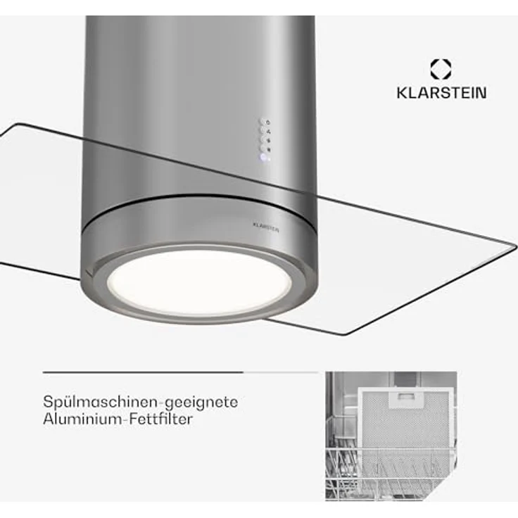 Klarstein Beretta Premium Inselabzugshaube, App gesteuert, Ab-/Umluft, 544 m³/h, LED Beleuchtung, Aktivkohlefilter – Bild 6