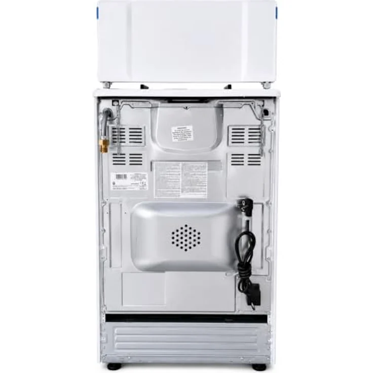 Gasmann Gas-Standherd, 4 Flammen, Gasbackofen 47L, Gasgrill und Drehspieß, E-Zündung, Flammensicherung, Guss-Topfträger, Weiß – Bild 3