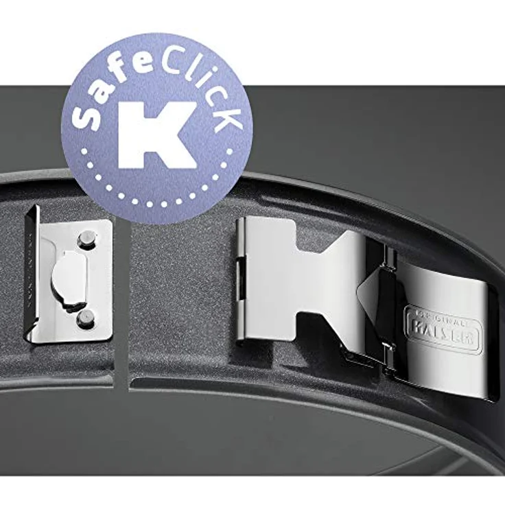 Kaiser La Forme Plus Springform, 26 cm rund, 2 Böden, Flach- und Rohrboden, runde Backform, SafeClick-Verschluss, leboden, antihaftbeschichtet, schnittfest, auslaufsicher – Bild 3