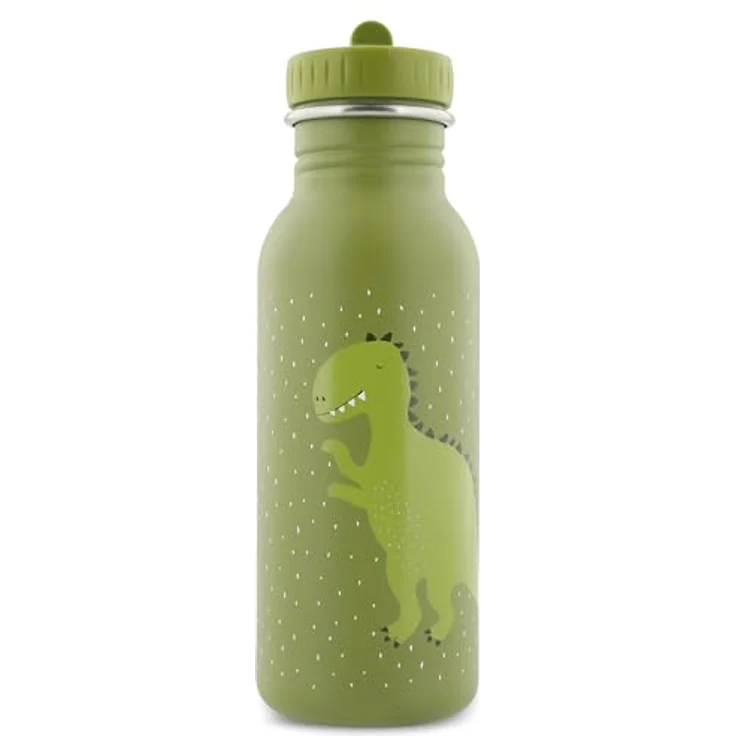 Trixie Baby Trinkflasche Edelstahl 500ml mit Tiermotiv, 20 cm hoch, praktische Schlaufe, klappbarer Deckel – Bild 1