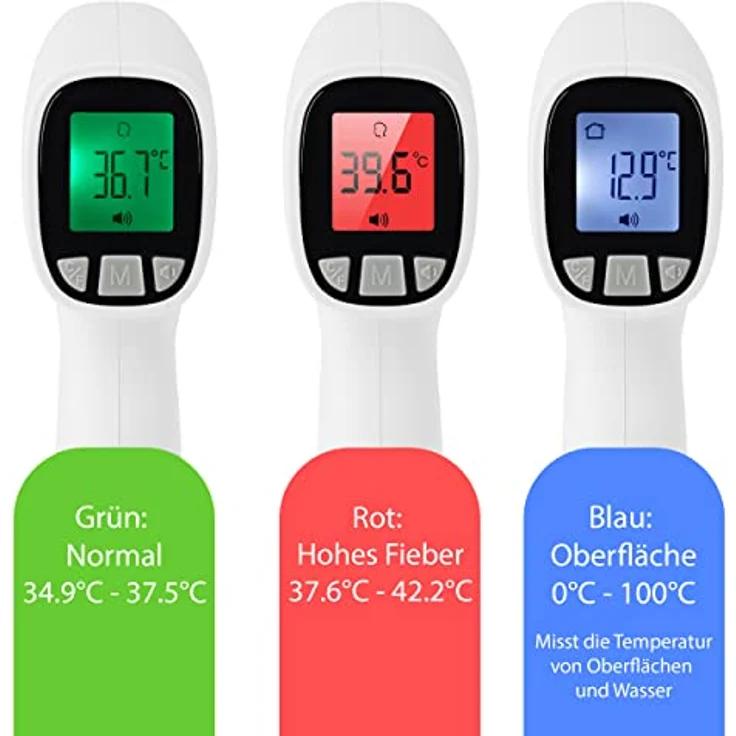 Pulox Fieberthermometer kontaktlos Stirnthermometer Infrarot JPD-FR202 hygienische Messung der Körpertemperatur für Kinder, Erwachsene, Babys – Bild 4