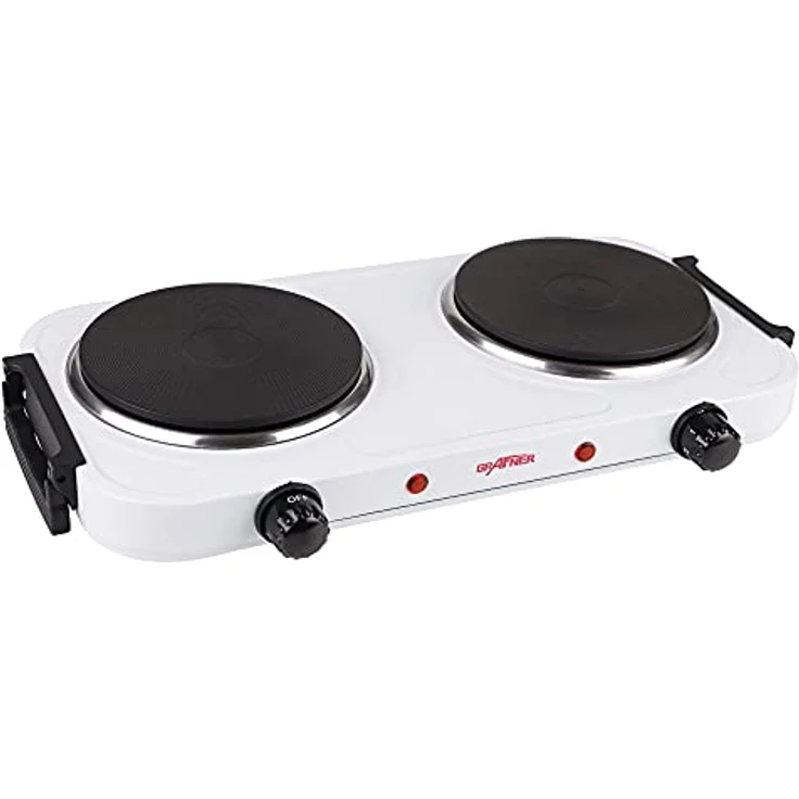 Grafner KP10879 Kochplatte doppelt 2000 Watt mit klappbaren Griffen Weiß – Bild 3