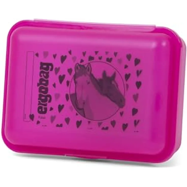 ergobag Brotdose mit Motiv und Trennfach BPA-frei Spülmaschinenfest Robust Kinderfreundlich Pferde - Pink