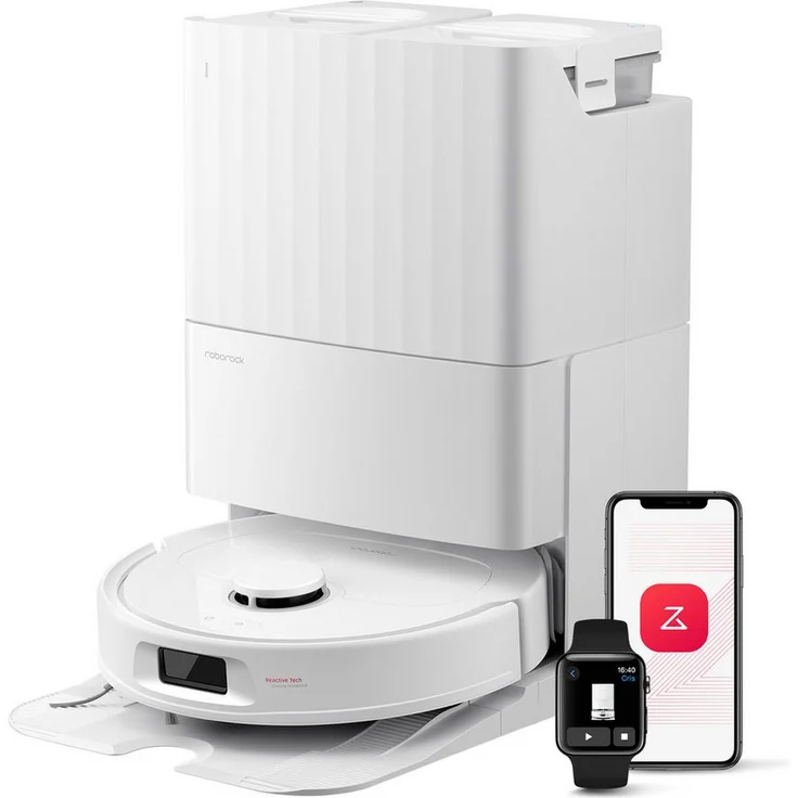 Roborock QV 35S, Saugroboter mit 10.000 Pa HyperForce Saugkraft, Wischfunktion, Anti-Tangle-Bürsten, All-in-One-Dock und intelligenter Hindernisvermeidung