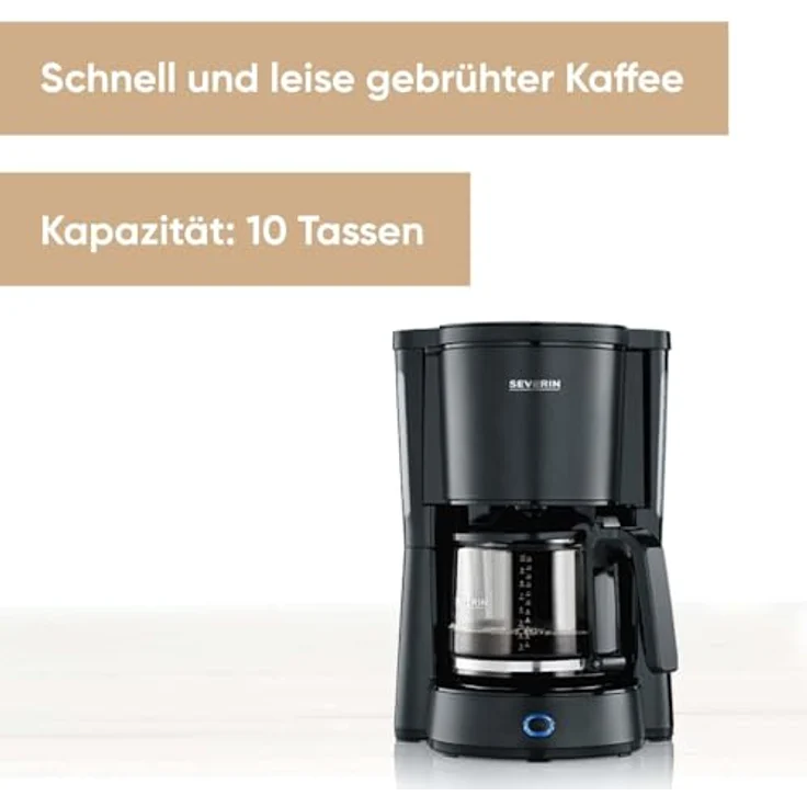 SEVERIN KA 9554 Kaffeeautomat Type, 1000, Edelstahl, 1.25 liters, schwarz-matt – Bild 2