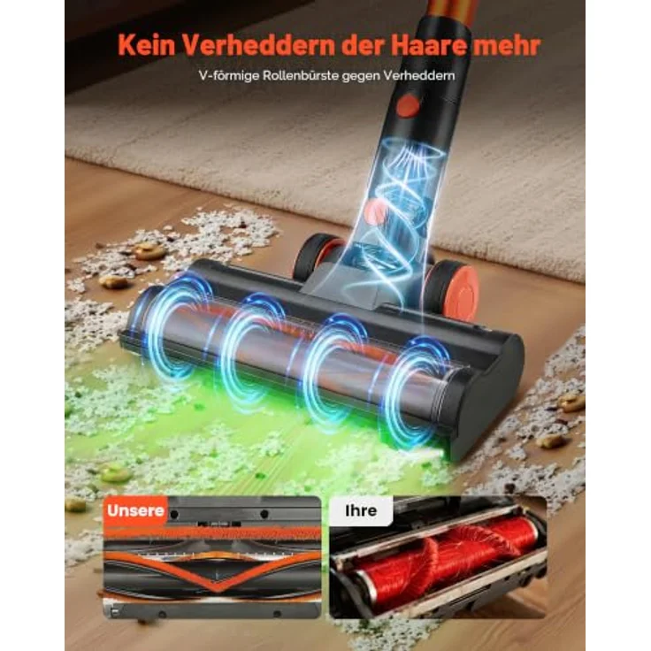 VEVOR F04 Akku-Staubsauger, 40 kPa Saugkraft, wiederaufladbarer Handstaubsauger mit 35 Minuten Laufzeit für Teppich, Tierhaare und Hartböden, LED-Display, großer Staubbehälter – Bild 3