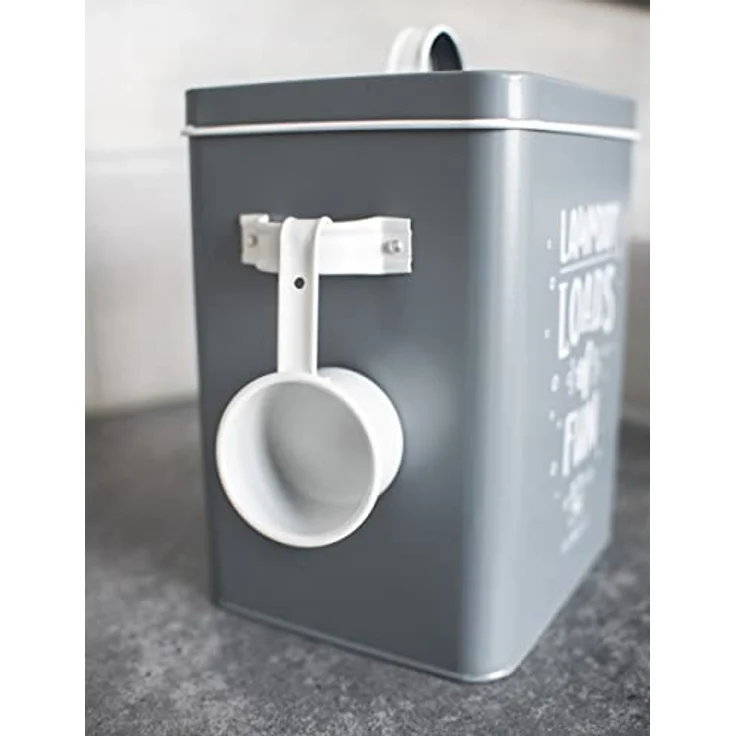Sendez Waschpulverdose 6L Metalldose mit Deckel und Schaufel Waschmittelbox Aufbewahrungsbox Waschmitteldose Grau – Bild 4