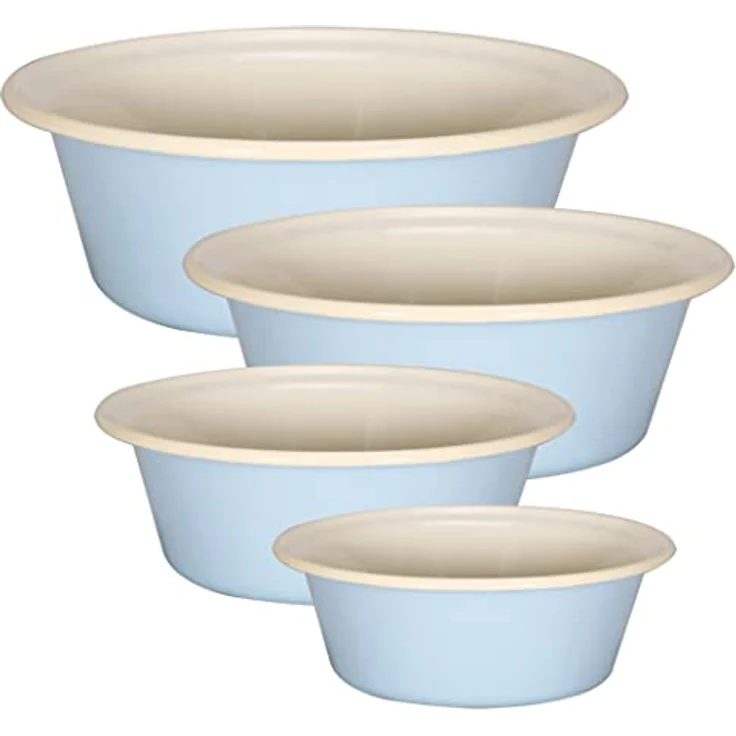 KRÜGER Karl Krüger Schüssel, Emaille, Pastell-Blau-Creme, 24cm, 2 Liter Fassungsvermögen – Bild 4