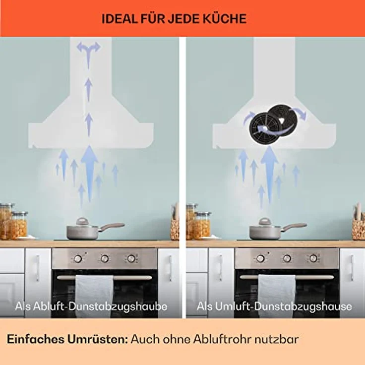 Klarstein 10040143 Kopffreihaube, Clara 90 Dunstabzugshaube Glas 509 m³/h Touch Ambiente-Licht, weiß – Bild 8