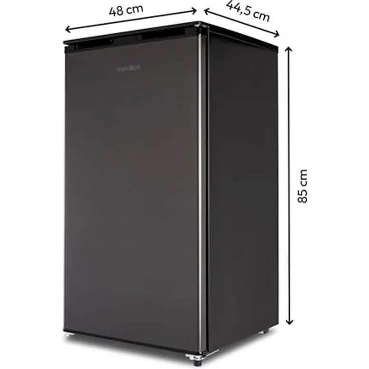 MEDION Kühlschrank mit Eiswürfelfach (90L Gesamt-Nutzinhalt, transparente Gemüseschublade, wechselbarer Türanschlag, grau) – Bild 4