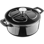 Navaris Gusseisen Topf 3,5l - Ø 24cm Schmortopf mit Deckel - Brotbacktopf - Brattopf - Für alle Kochflächen - Schwarz