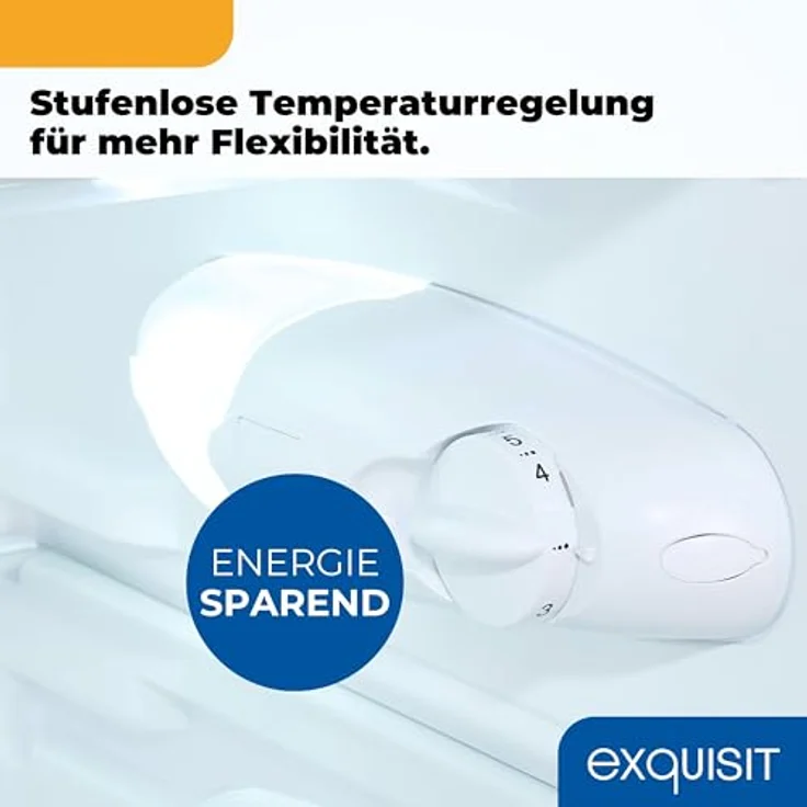 Exquisit KS515-4-051C, Kühlschrank mit Gefrierfach, 107l Nutzinhalt, 4-Sterne-Gefrierqualität, 2 Glasablagen, 37 dB, inoxlook – Bild 8