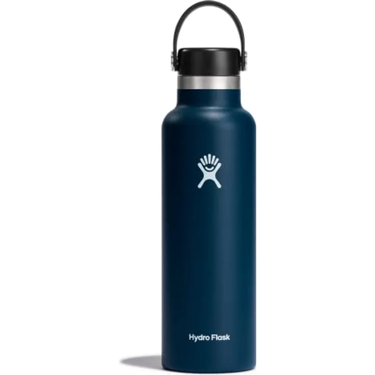 HYDRO FLASK - Trinkflasche 621ml (21oz) - Vakuumisolierte Wasserflasche aus Edelstahl - Sportflasche mit auslaufsicherem Flex Cap - Thermoflasche Spülmaschinenfest - Standard-Öffnung - Indigo