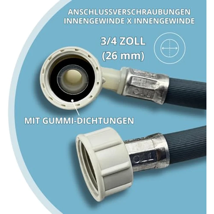 boni-shop Zulaufschlauch Waschmaschine, Winkel 4m, 3/4 Zoll, druck- und temperaturbeständig, ideal für beengte Räume – Bild 5