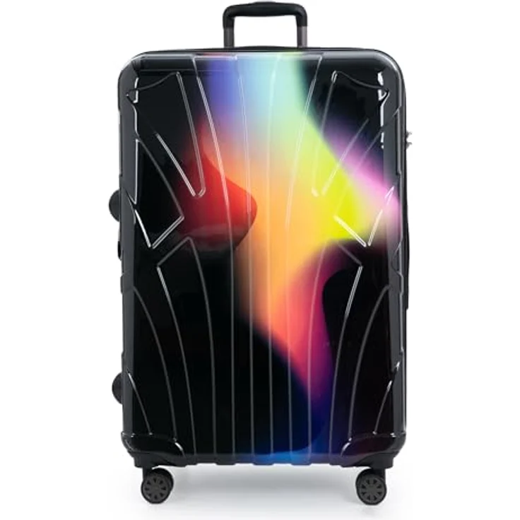 suitline Großer Koffer S28-8801G-N-RY, TSA, 96-110 Liter, Neon Rot Gelb, 76 x 53 x 31 cm, leichtgängig mit 4 Doppelrollen – Bild 2