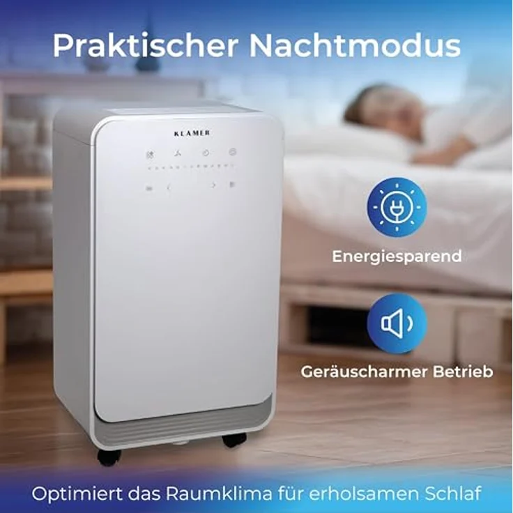 KLAMER Luftentfeuchter elektrisch 12L, 100m³ Luftumwälzung pro Stunde, 280W starker Raumentfeuchter, Entfeuchter mit bis zu 2 Liter Fassungsvermögen, weiß – Bild 5