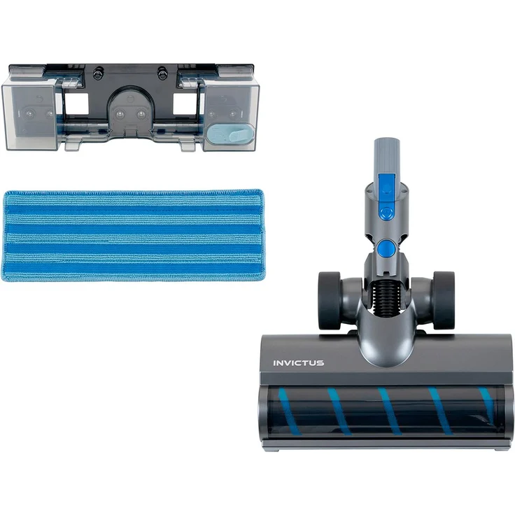 Genius Invictus One SL, Akku Handstaubsauger Hartboden Set, 4-teilig mit Elektrobürste, Soft Bürstenrolle und Mikrofaser Wischpad