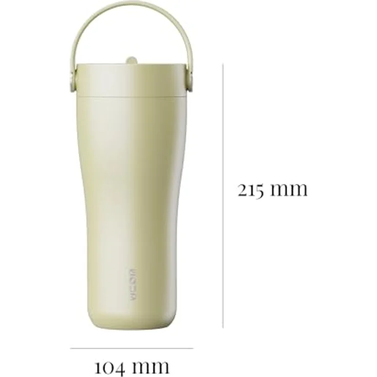EQUA Carry Cup, Edelstahl Isolierte Trinkflasche mit klappbarem Strohhalm und weichem Tragegriff, 600ml, 15 Stunden kalt oder 8 Stunden heiß, 100% auslaufsicher (Matcha) – Bild 3