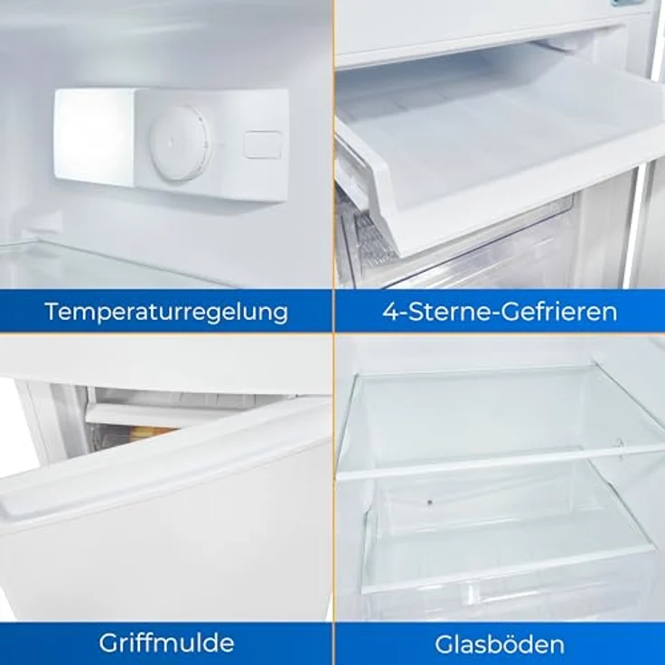 Exquisit Kühl Gefrierkombination KGC5232-60-E-040E weiss | 173 L Volumen | Kühlschrank mit Gefrierfach freistehend 50 cm Breite | Alarmfunktion | 4* Gefrieren – Bild 3