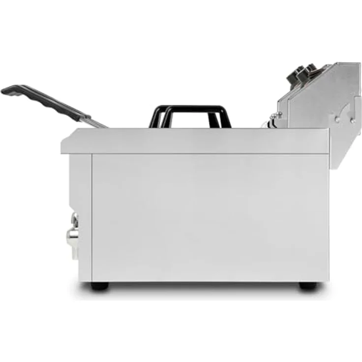 VERTES Friteuse Edelstahl 2x 10L, Kaltzonenprinzip, 2x 3000W, stufenlos regulierbar 50-250°C, Ablasshahn, mit 2 Frittierkörben, für Öl & flüssiges Fett – Bild 4