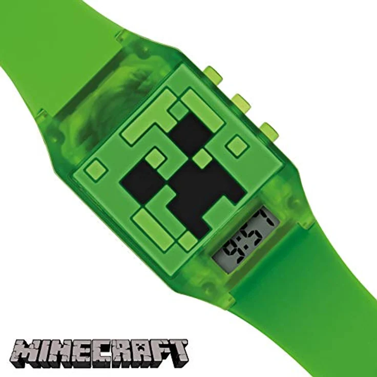Minecraft Uhr MIN4014, digitale Armbanduhr mit Creeper Design und grünem Gummiband – Bild 2