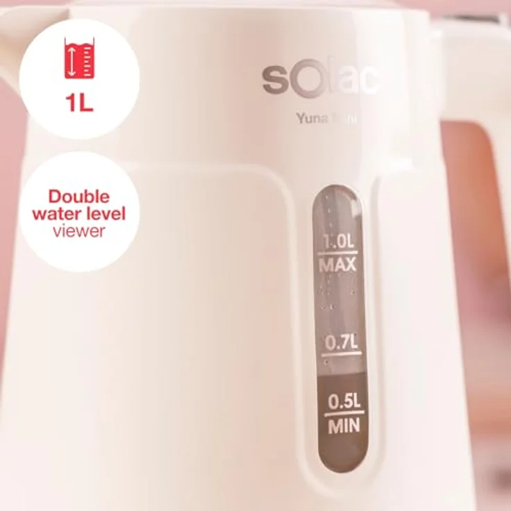 Solac KT5852 Wasserkocher, Edelstahl und Kunststoff, 2200 W, 1 L, mit doppelter Wand und Überhitzungsschutz – Bild 3
