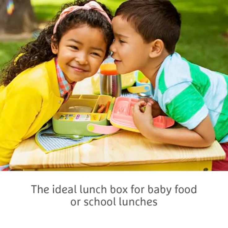 Munchkin Bento Box Brotdose für Kleinkinder mit Besteck, gelb-Grün – Bild 6