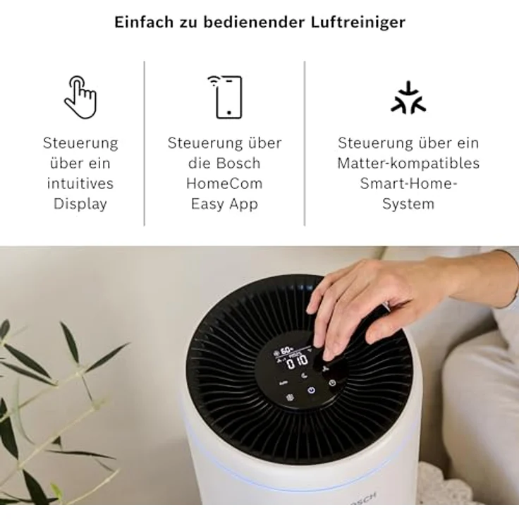Bosch Air 2000i Smart Luftreiniger - HEPA13 Filter, Smart Sensor, Auto-Modus, Sleep-Modus - 37,5 m² - Weiß – Bild 3