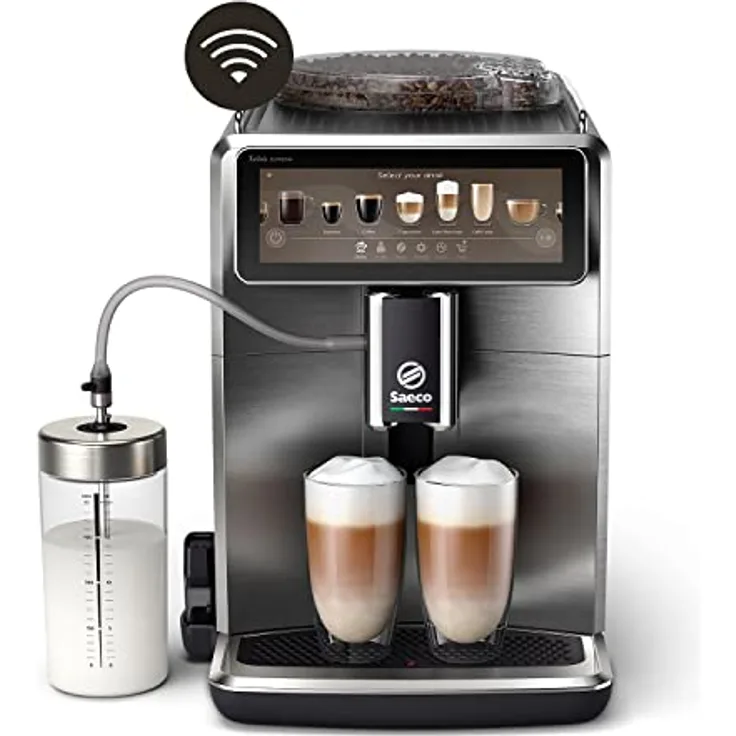 Saeco Xelsis Suprema Kaffeevollautomat – WLAN-Konnektivität, 22 Kaffeespezialitäten, Intuitives 7,8"-Touchdisplay, 8 Benutzerprofile, Keramikmahlwerk, 28.7 x 48.7 x 39.6 cm, Edelstahl (SM8889/00)