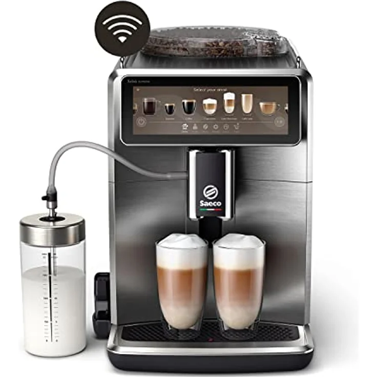 Saeco Xelsis Suprema Kaffeevollautomat – WLAN-Konnektivität, 22 Kaffeespezialitäten, Intuitives 7,8"-Touchdisplay, 8 Benutzerprofile, Keramikmahlwerk, 28.7 x 48.7 x 39.6 cm, Edelstahl (SM8889/00) – Bild 1