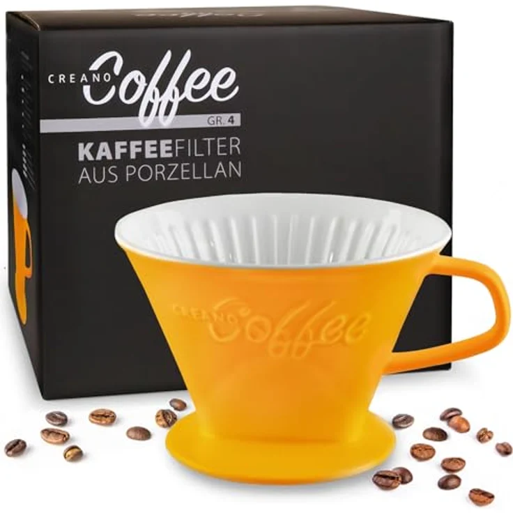 Creano Grauer Porzellan Kaffeefilter Größe 4, Handfilter für manuelle Kaffeezubereitung, spülmaschinengeeignet – Bild 1