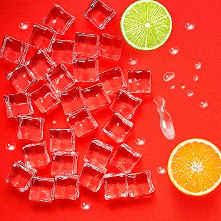 BELLE VOUS Klare Künstliche Eiswürfel (100 Stück) - 19mm Acryl Eiswürfel - Künstliche Plastik Eiswürfel für Hochzeiten, Vasenfüller, Tafelaufsätze, Fotorequisiten und Küchendekoration – Bild 4