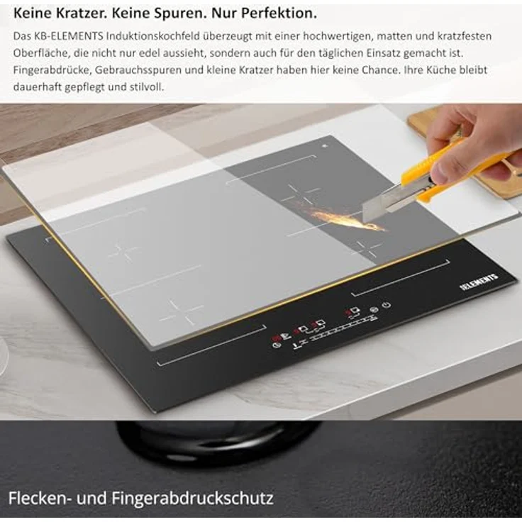 KB ELEMENTS Autarkes Herdset, 60cm Einbaubackofen & 59cm kratzfestes Induktionskochfeld, 9 Funktionen, Grill, Heißluft, AQUA CLEAN, Kindersicherung, 7.400 W Induktionskochfeld, 3.000 W Backofen – Bild 5