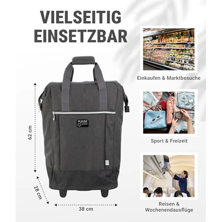 Punta Shopping Roller, dunkelgrau, 38x62x28cm – Bild 5