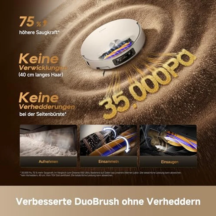 Dreame X50S ULTRA, Beutelloser Saugwischroboter mit 35.000 Pascal Saugkraft, Weiß, LiDAR-Navigation, 255 Minuten Laufzeit – Bild 6