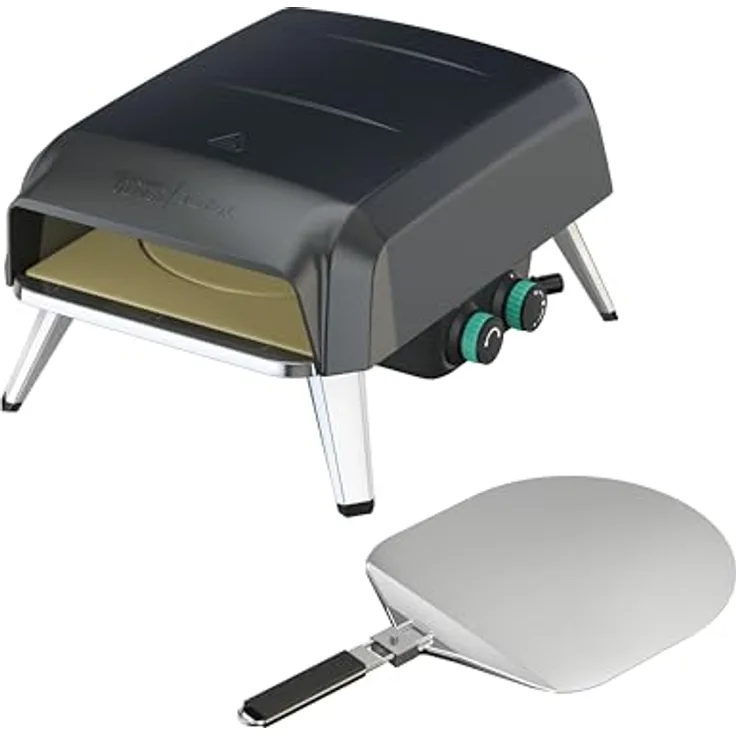 Tefal Jamie Oliver Pizzaofen JM4168D0, Gas-Pizzaofen mit 360° drehbarem Pizzastein, kompaktes Design, inkl. Pizzaschaufel
