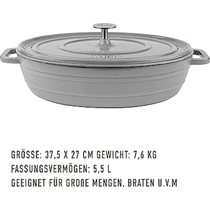 Sallys Gusseisenbräter Alime (Smokey Grey) - Hochwertiges Gusseisen, vielseitig einsetzbar, geeignet für Induktion – Bild 2