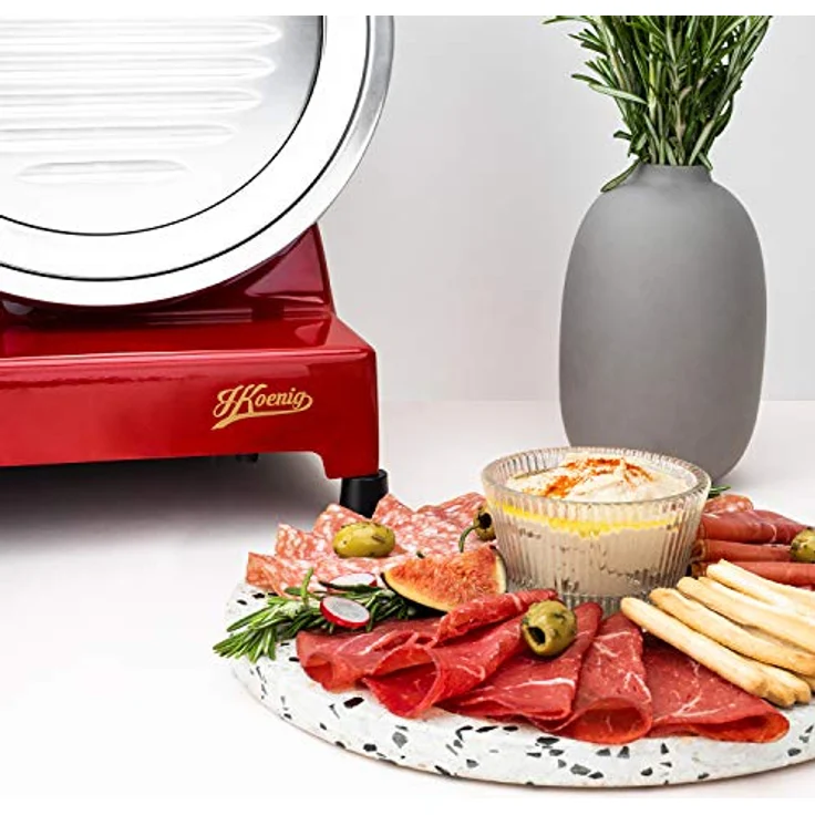 H.Koenig MSX254 professioneller Allesschneider für Schinken und Fleisch - elektrische Schneidemaschine Käse und Brot - Schnittdicke 0 - 12 mm - Schneideblatt 250 mm - Edelstahl – Bild 6