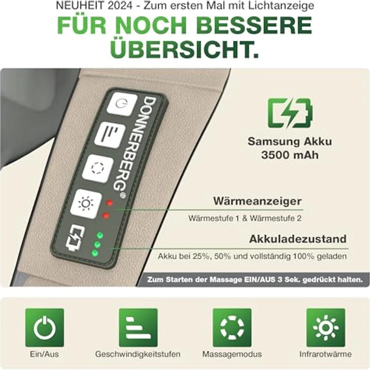Donnerberg Proneck MARKTNEUHEIT 2024 Professionelles Nackenmassagegerät mit Wärme und Markenakku - Beige – Bild 4
