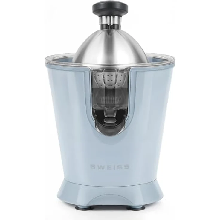 SWEISS Elektrische Zitruspresse ZEST6, 160 W, tropffreier Ausgießer, leistungsstarker Gelenkarm, Blau – Bild 1
