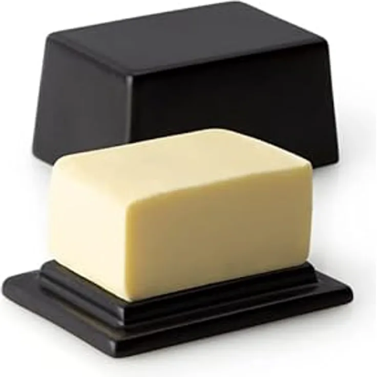 Continenta Butterdose für Butterplatte, 125 g, Keramik, Schwarz, 9,5 x 7 x 6 cm