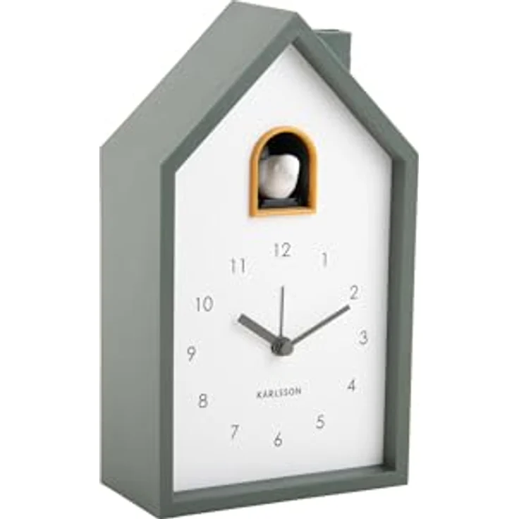 Karlsson Modern Cuckoo Wecker, grüner analoge Wecker für Schlafzimmer, kompakte Größe, 12x6x20cm – Bild 1