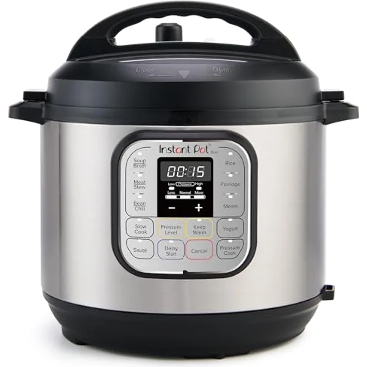 Instant Pot Duo 7-in-1-Multikocher 5,7 l – gebürstetes Edelstahl, großer Schnellkochtopf, Schongarer, Reiskocher, Sauteuse, Joghurtbereiter, Dampfgarer, Speisenwärmer, spülmaschinenfest