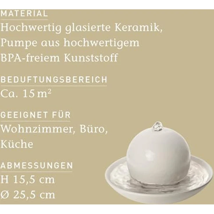 Primavera Duftbrunnen Rondo aus Keramik, Cremeweiß matt – Bild 7