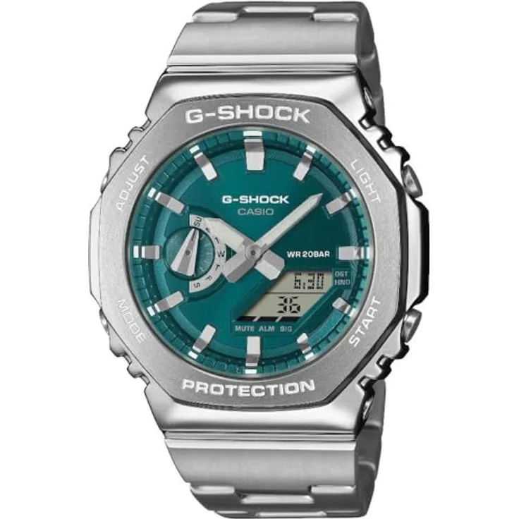 Casio GM-2110D-3A1ER G-Shock, Armbanduhr aus Stahl in Petrol, lässiger und klassischer Stil