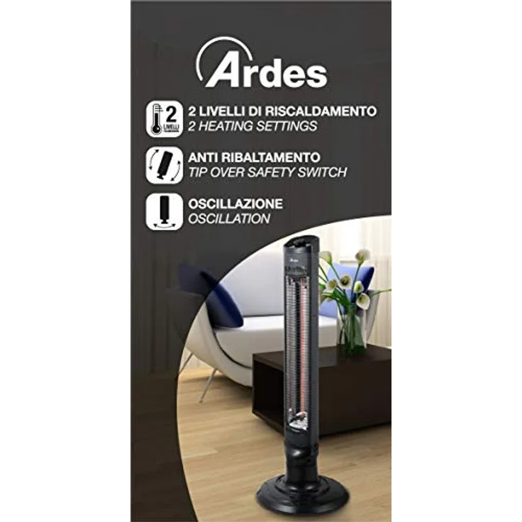 Ardes AR4B03 oszillierender Kohlefaser-Herd, 1 Lampe und 2 Kräfte mit Metallrahmen Carbon Revolver Schwarz – Bild 5